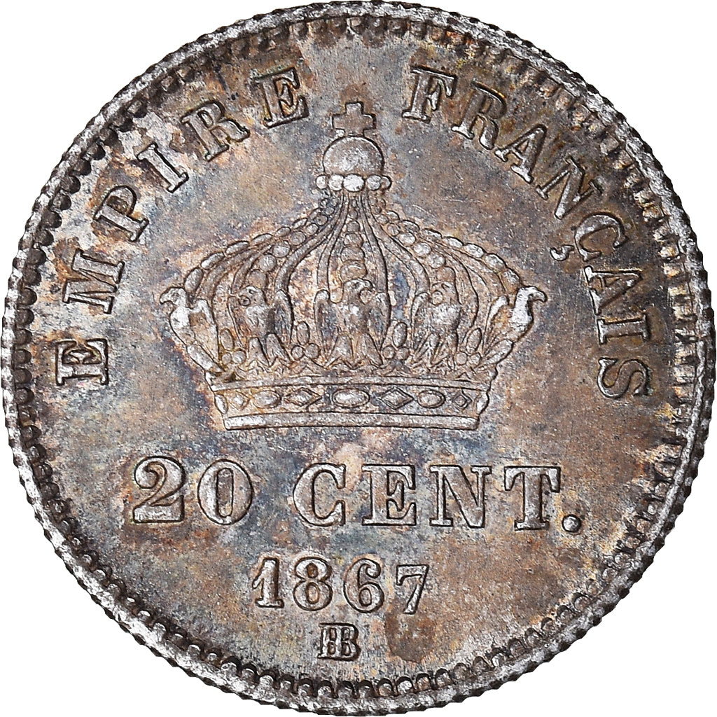 Monnaie, France, Napoléon III, 20 Centimes, 1867, Strasbourg, TTB, Argent
