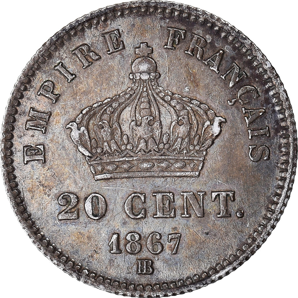Moneda, Francia, Napoléon III, 20 Centimes, 1867, Strasbourg, EBC, Plata