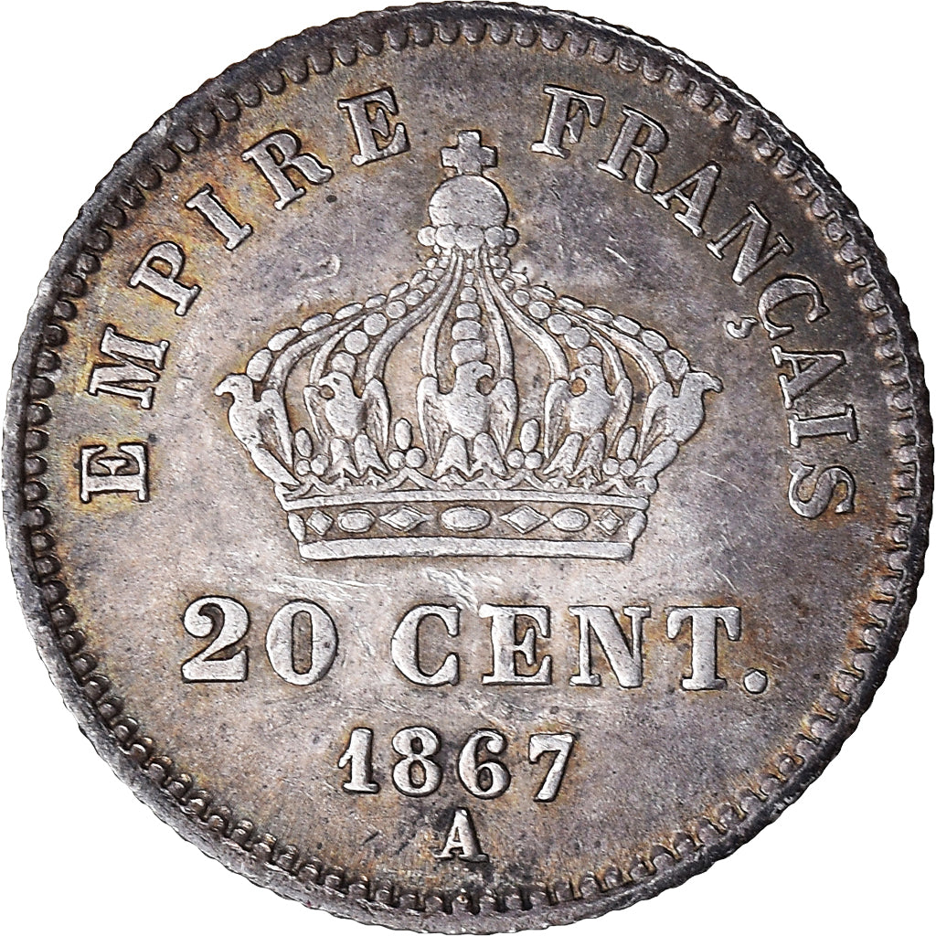 Coin, France, Napoléon III, 20 Centimes, 1867, Paris, AU(50-53), Silver