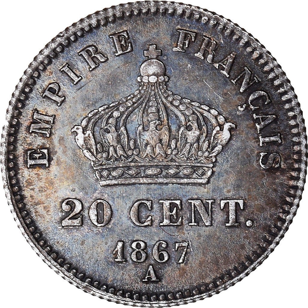 Coin, France, Napoléon III, 20 Centimes, 1867, Paris, AU(50-53), Silver