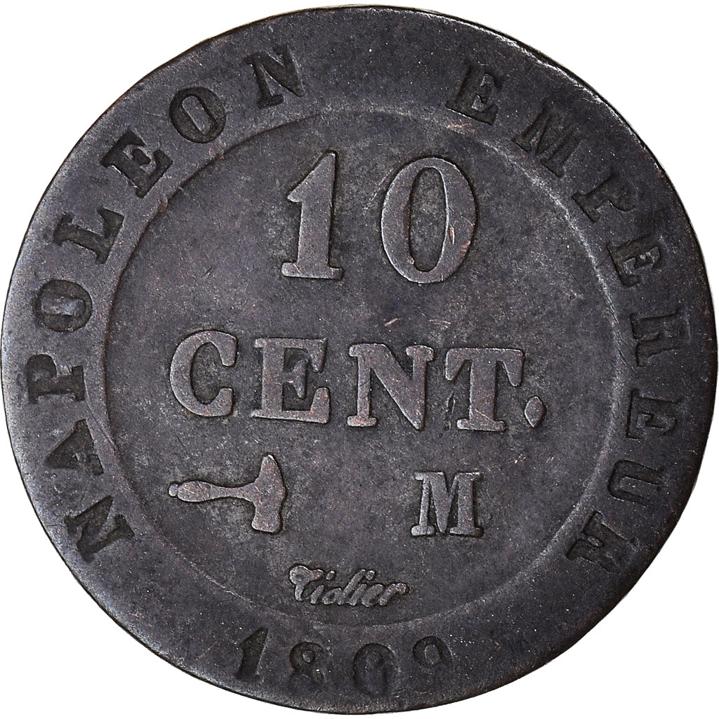 Moneta, Francia, Napoléon I, 10 Centimes, 1809, Toulouse, MB+, Biglione