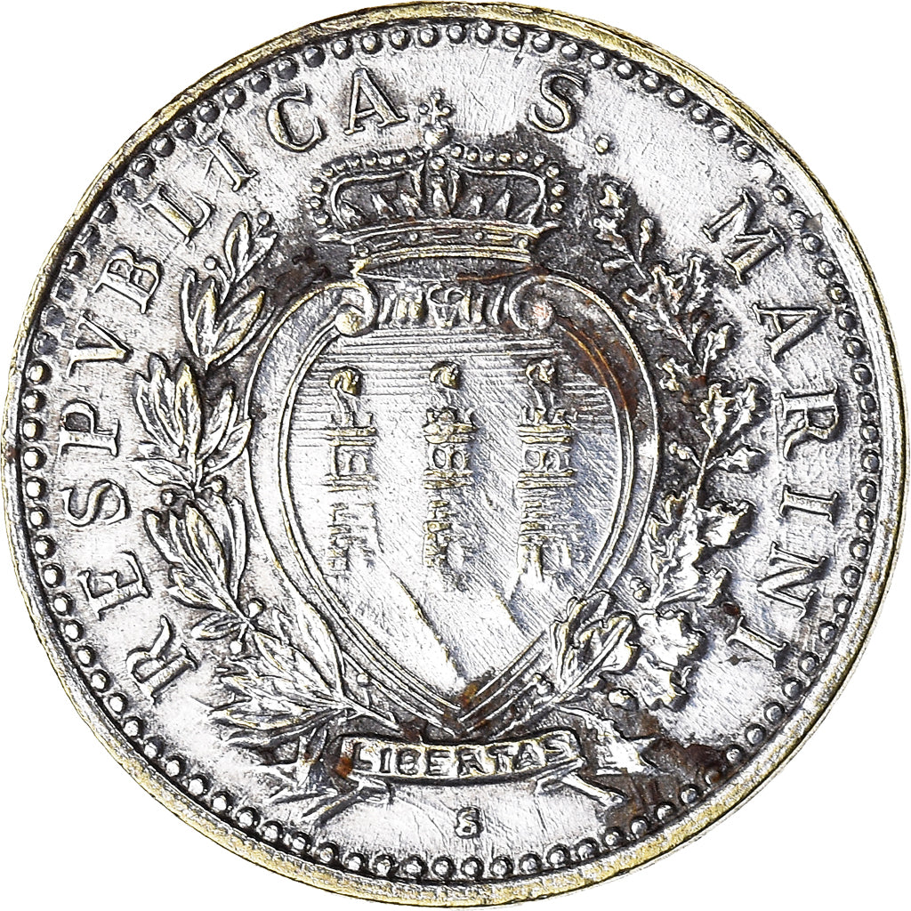 Coin, San Marino, 50 Centesimi, 1898, Rome, EF(40-45), Silver, KM:3