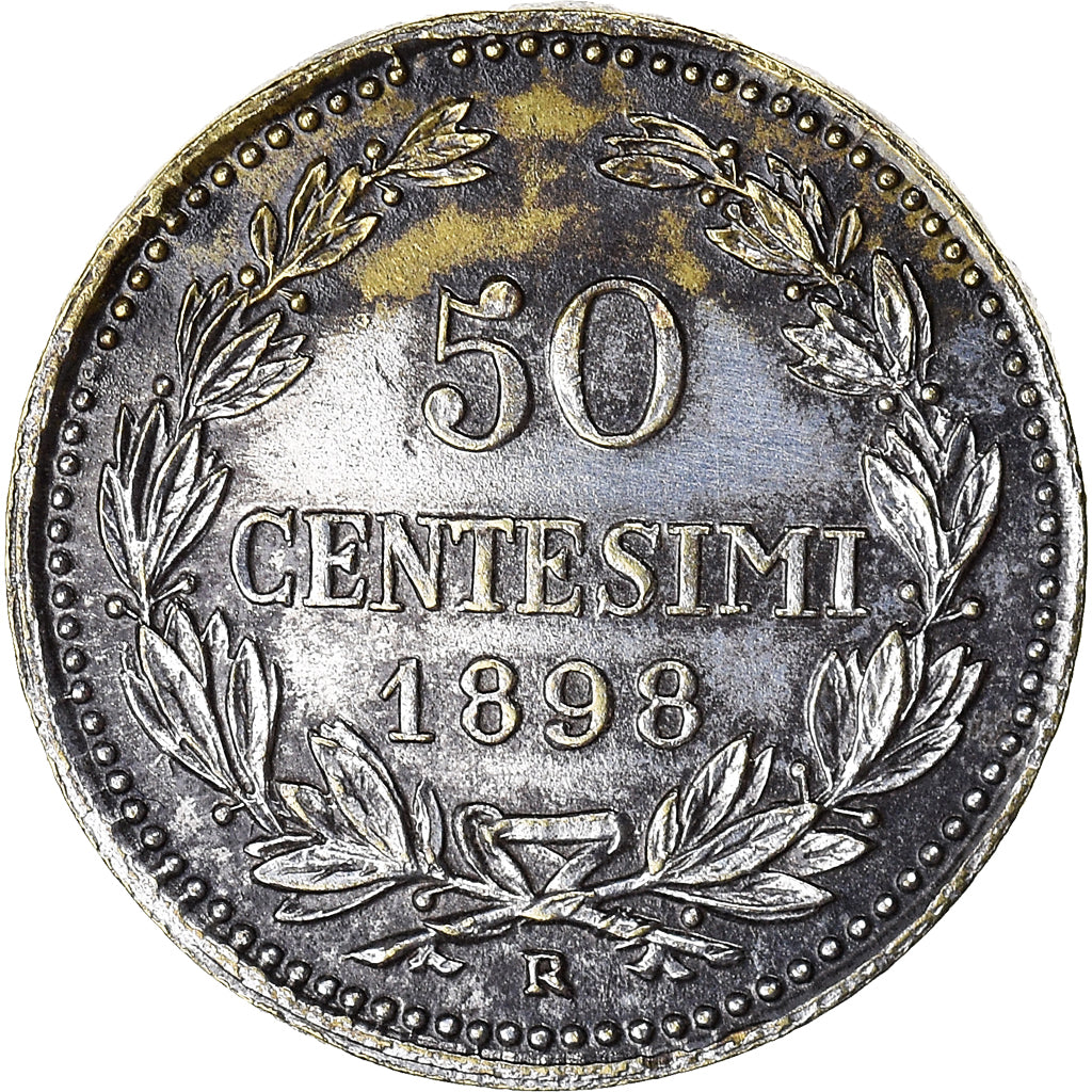 Coin, San Marino, 50 Centesimi, 1898, Rome, EF(40-45), Silver, KM:3