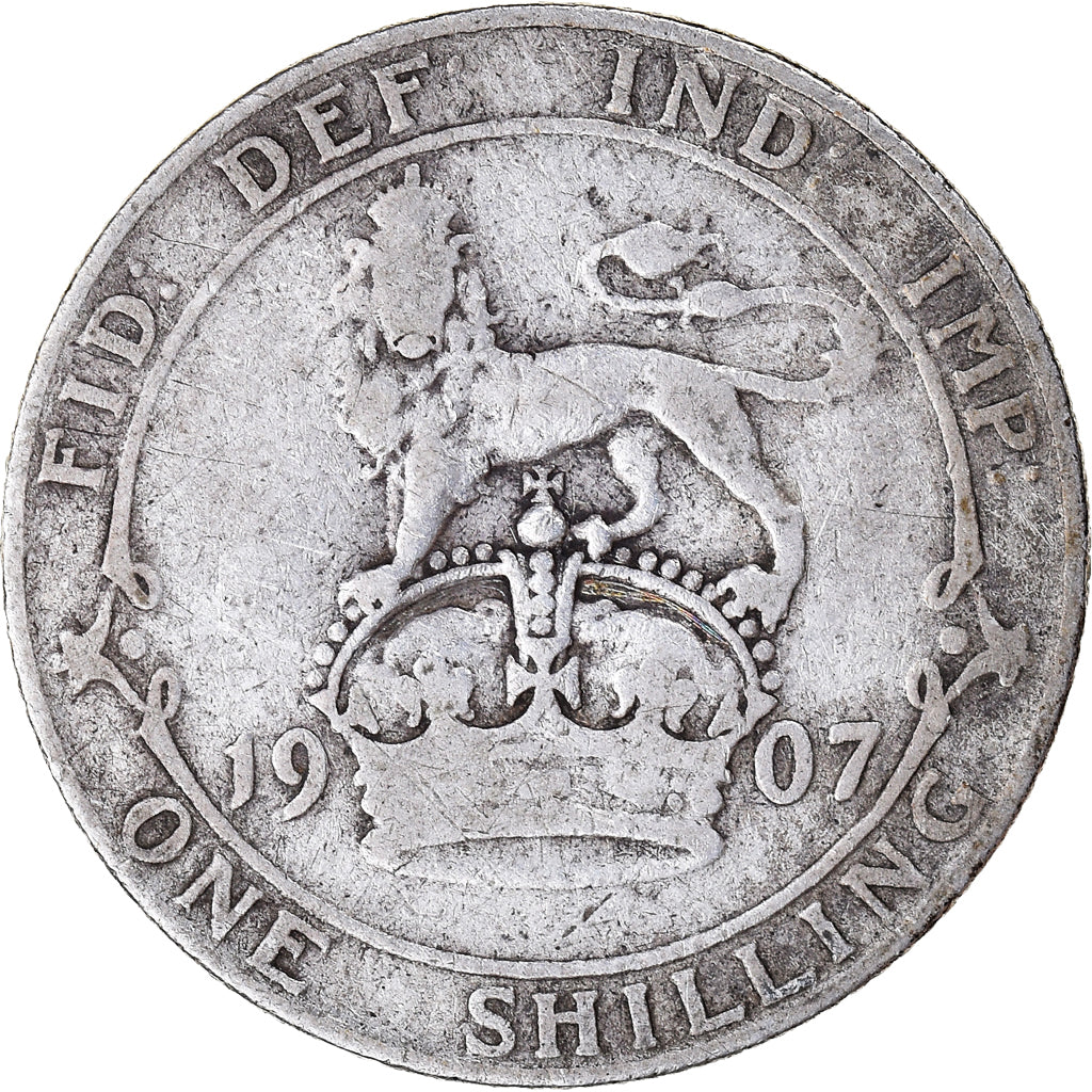 Coin, Great Britain, Edward VII, Shilling, 1907, VF(30-35), Silver, KM:800