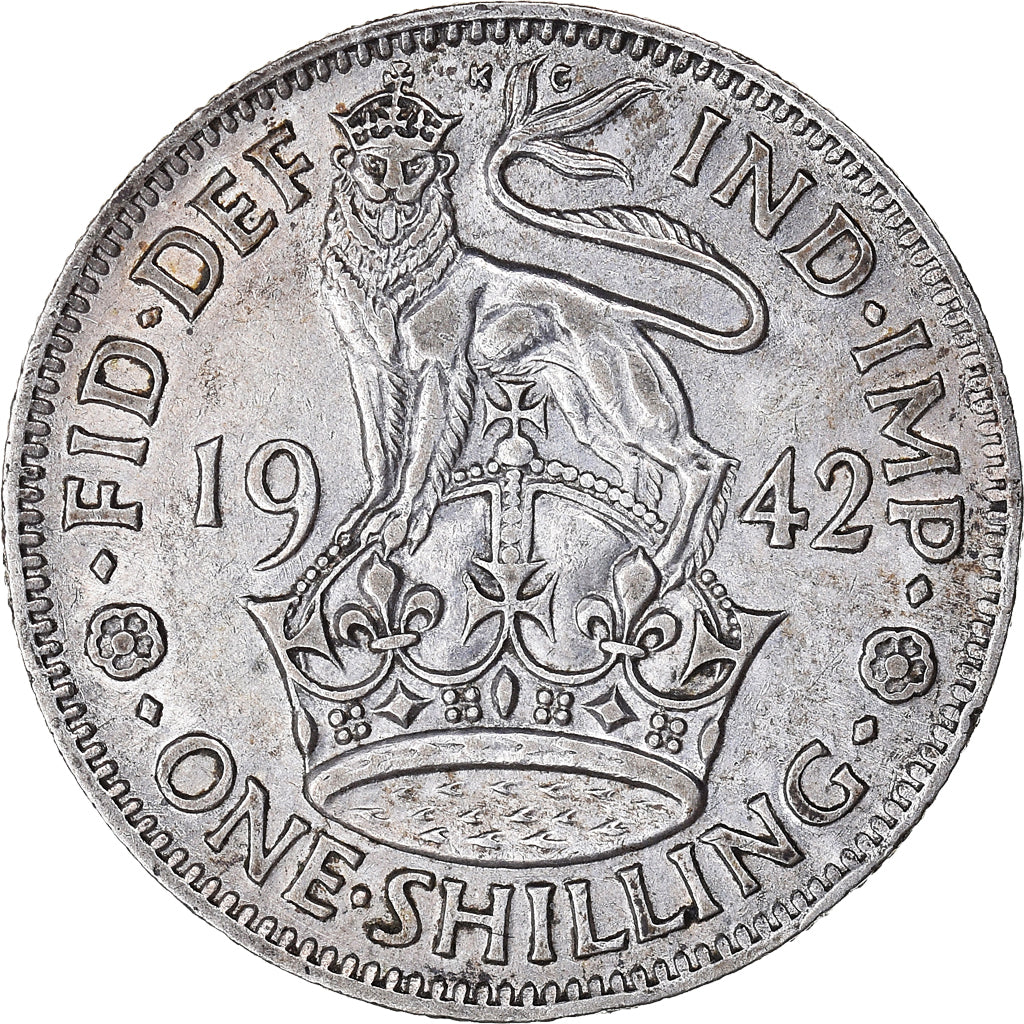 Munten, Groot Bretagne, George VI, Shilling, 1942, ZF, Zilver, KM:853