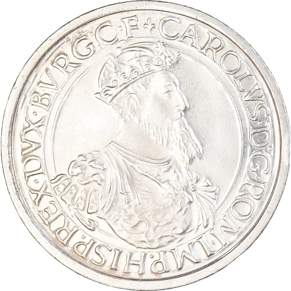Coin, Belgium, Baudouin I, Charles Quint, 5 Ecu, 1987, AU(55-58), Silver, KM:166