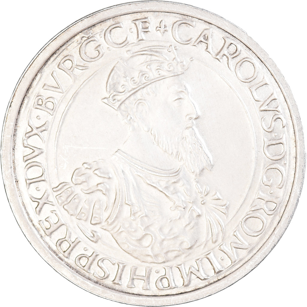 Coin, Belgium, Baudouin I, Charles Quint, 5 Ecu, 1987, AU(55-58), Silver, KM:166