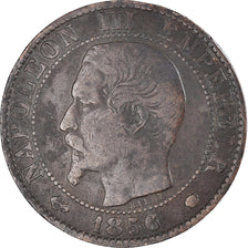 Moneda, Francia, Napoleon III, 5 Centimes, 1856, Marseille, BC+