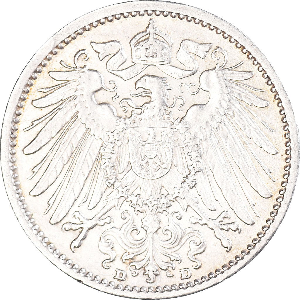 Coin, GERMANY - EMPIRE, Wilhelm II, Mark, 1907, Munich, AU(50-53), Silver, KM:14