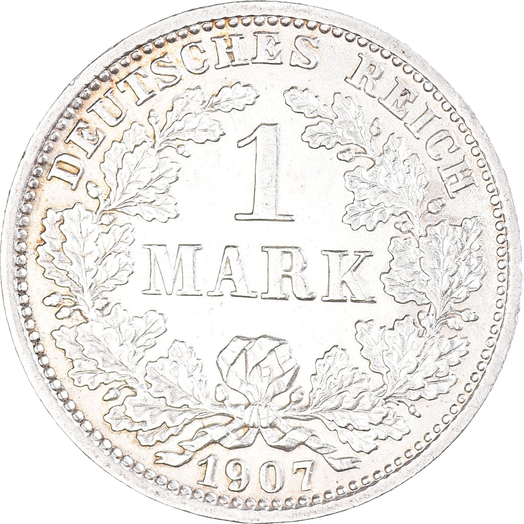 Coin, GERMANY - EMPIRE, Wilhelm II, Mark, 1907, Munich, AU(50-53), Silver, KM:14