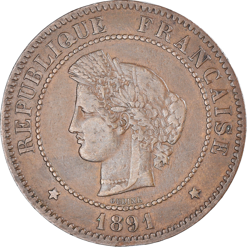 Coin, France, Cérès, 5 Centimes, 1891, Paris, EF(40-45), Bronze, KM:821.1