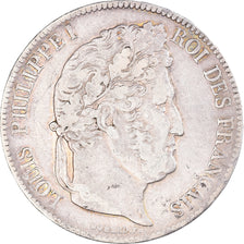 Moneta, Francia, Louis-Philippe, 5 Francs, 1837, Paris, MB+, Argento, KM:749.1