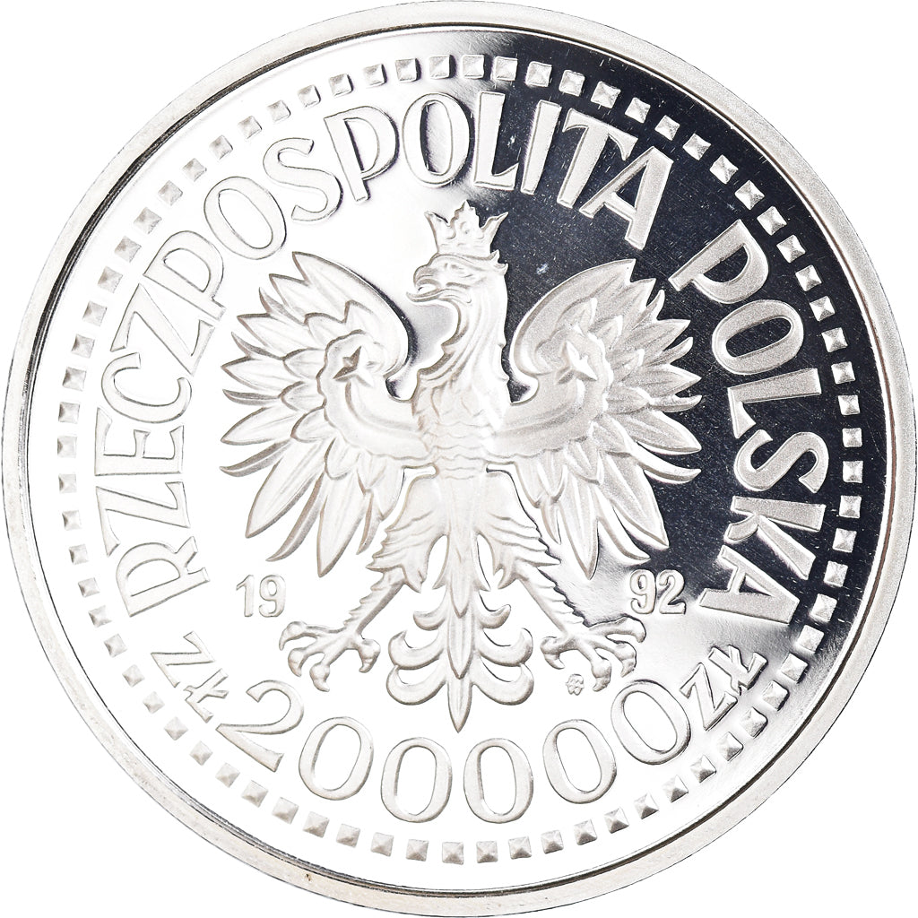 Moneta, Polonia, 200000 Zlotych, 1992, Warsaw, Proof, FDC, Argento, KM:231