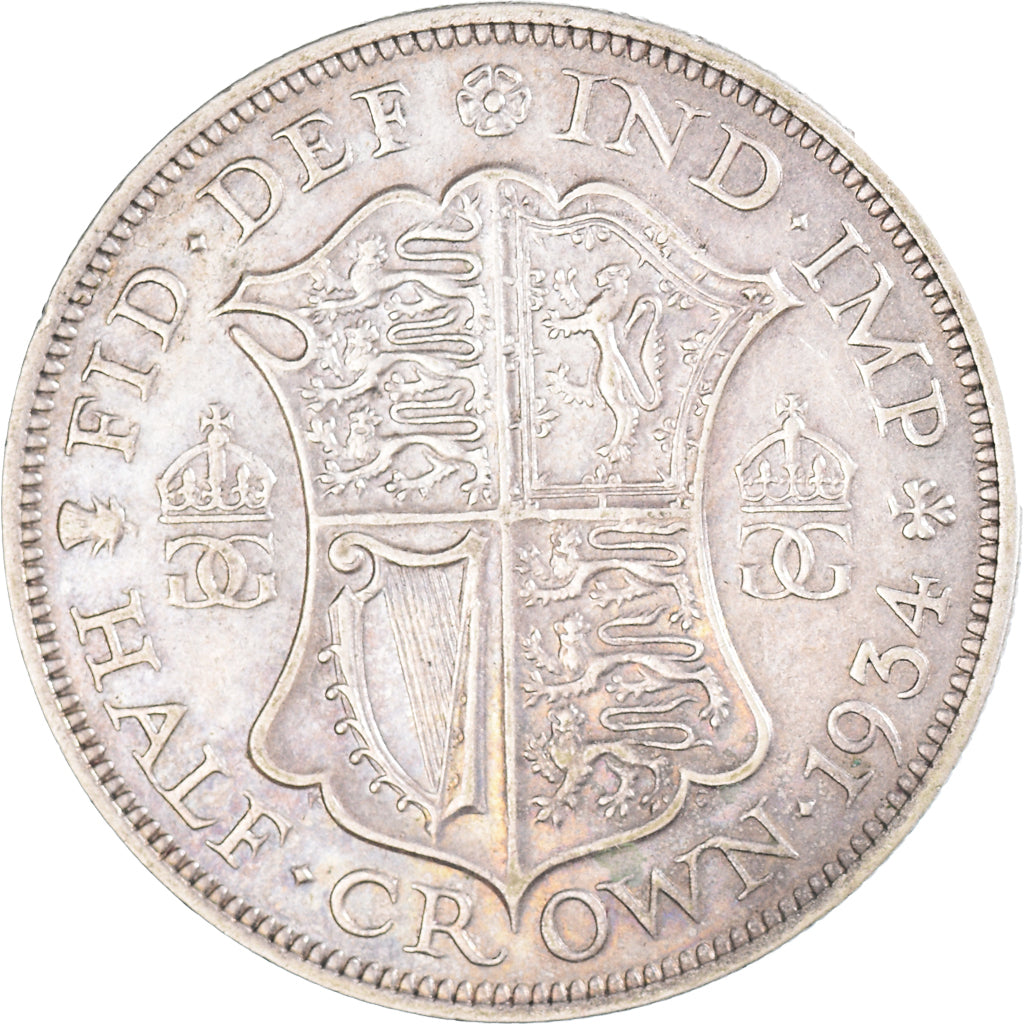 Coin, Great Britain, George V, 1/2 Crown, 1934, EF(40-45), Silver, KM:835