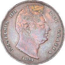 Moneda, Gran Bretaña, William IV, Farthing, 1834, MBC, Cobre, KM:705