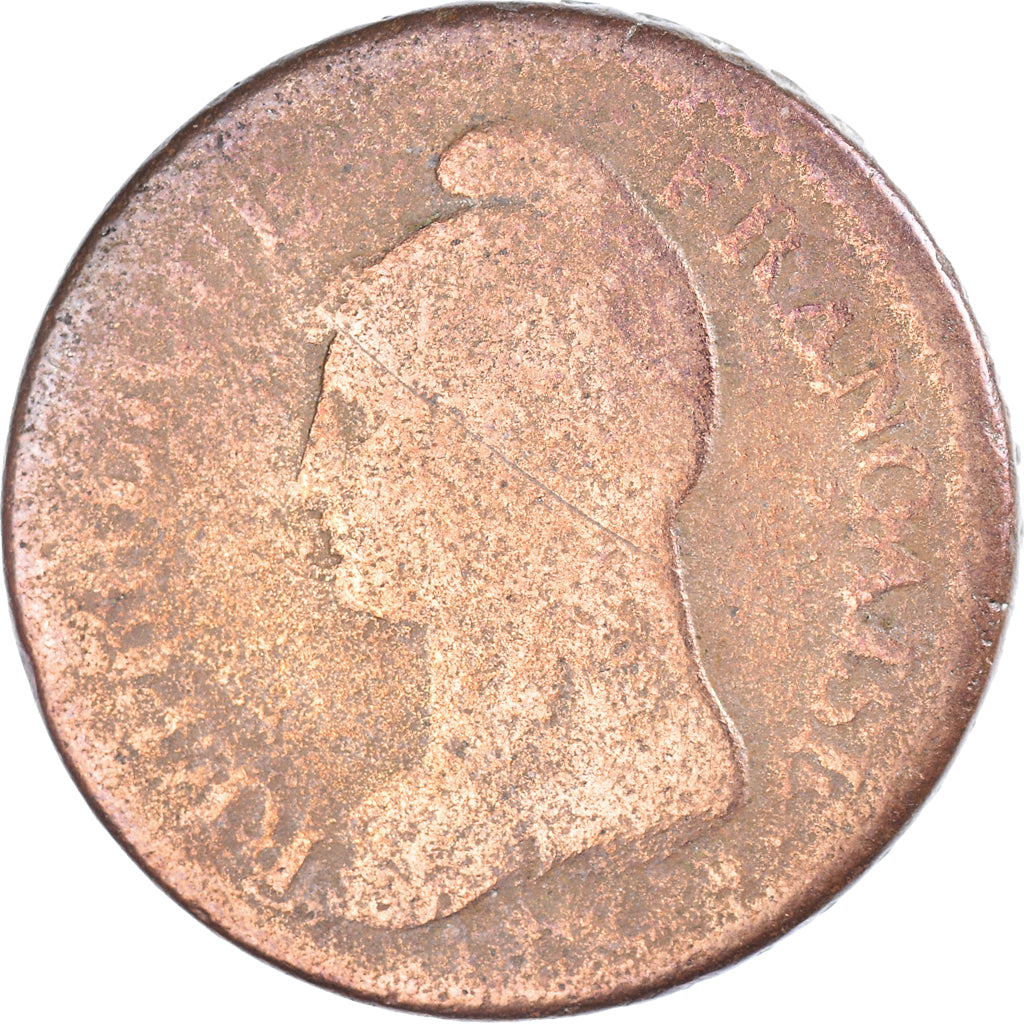 Münze, Frankreich, Dupré, Decime, AN 8, Strasbourg, S, Bronze, KM:644.4