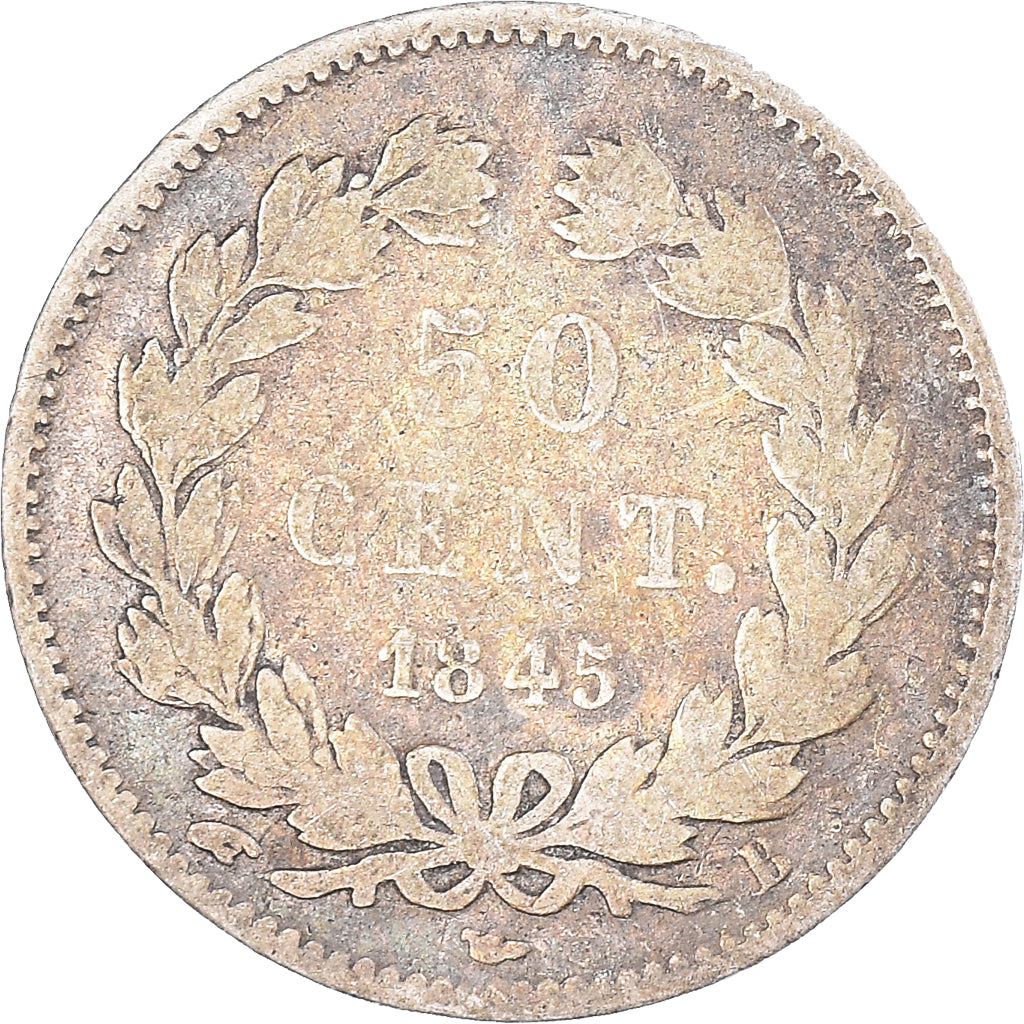 Münze, Frankreich, Louis-Philippe, 1/2 Franc, 1845, Rouen, SGE+, Silber