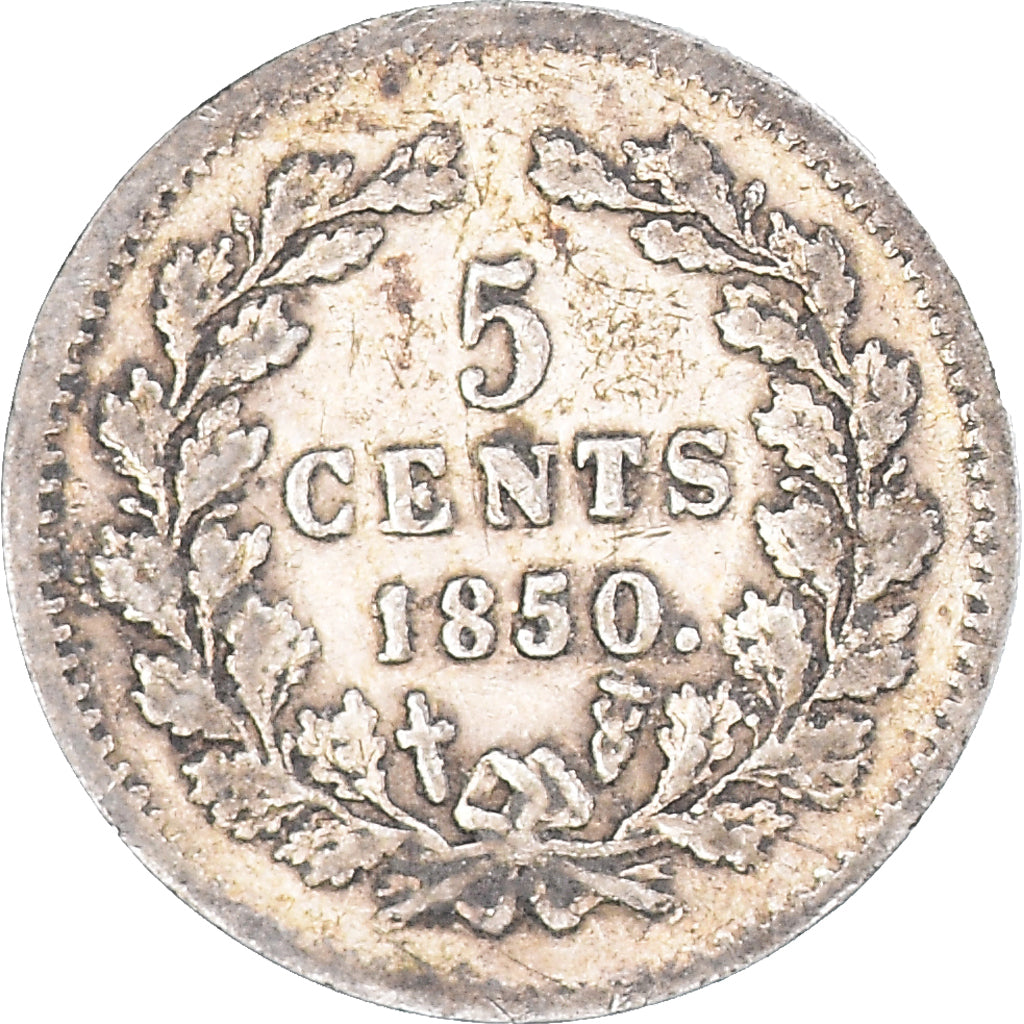 Coin, Netherlands, William III, 5 Cents, 1850, EF(40-45), Silver, KM:91
