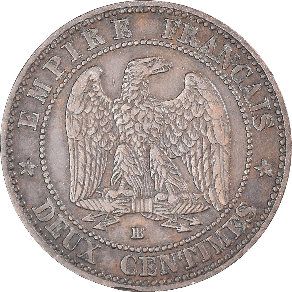Coin, France, Napoléon III, 2 Centimes, 1854, Strasbourg, EF(40-45), Bronze