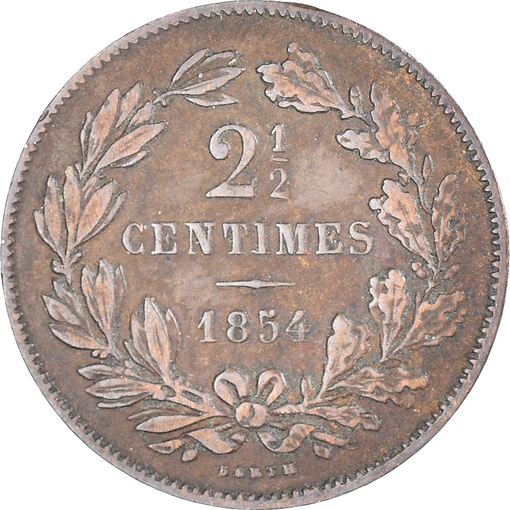 Coin, Luxembourg, William III, 2-1/2 Centimes, 1854, Utrecht, EF(40-45), Bronze