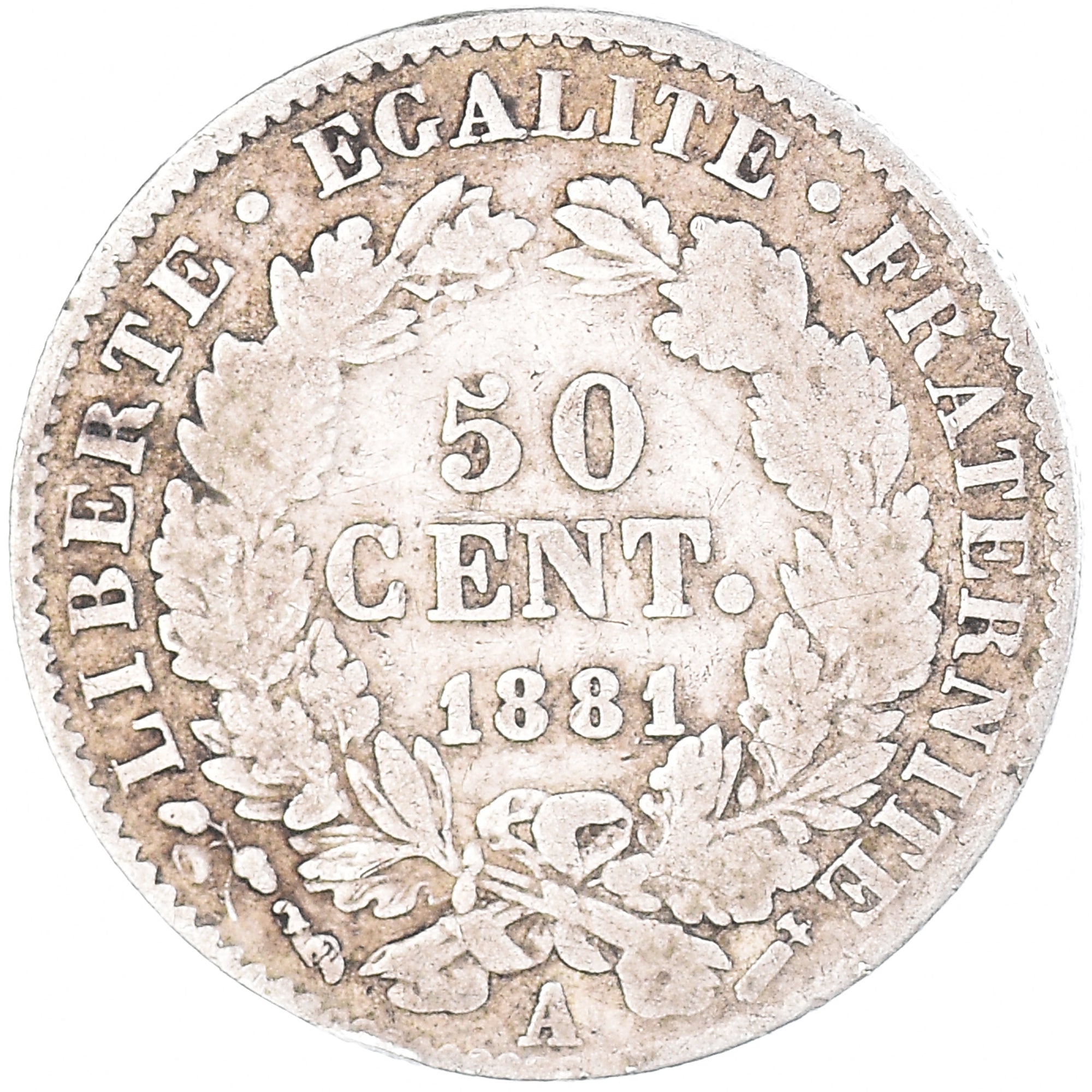 Coin, France, Cérès, 50 Centimes, 1881, Paris, VF(30-35), Silver, KM:834.1