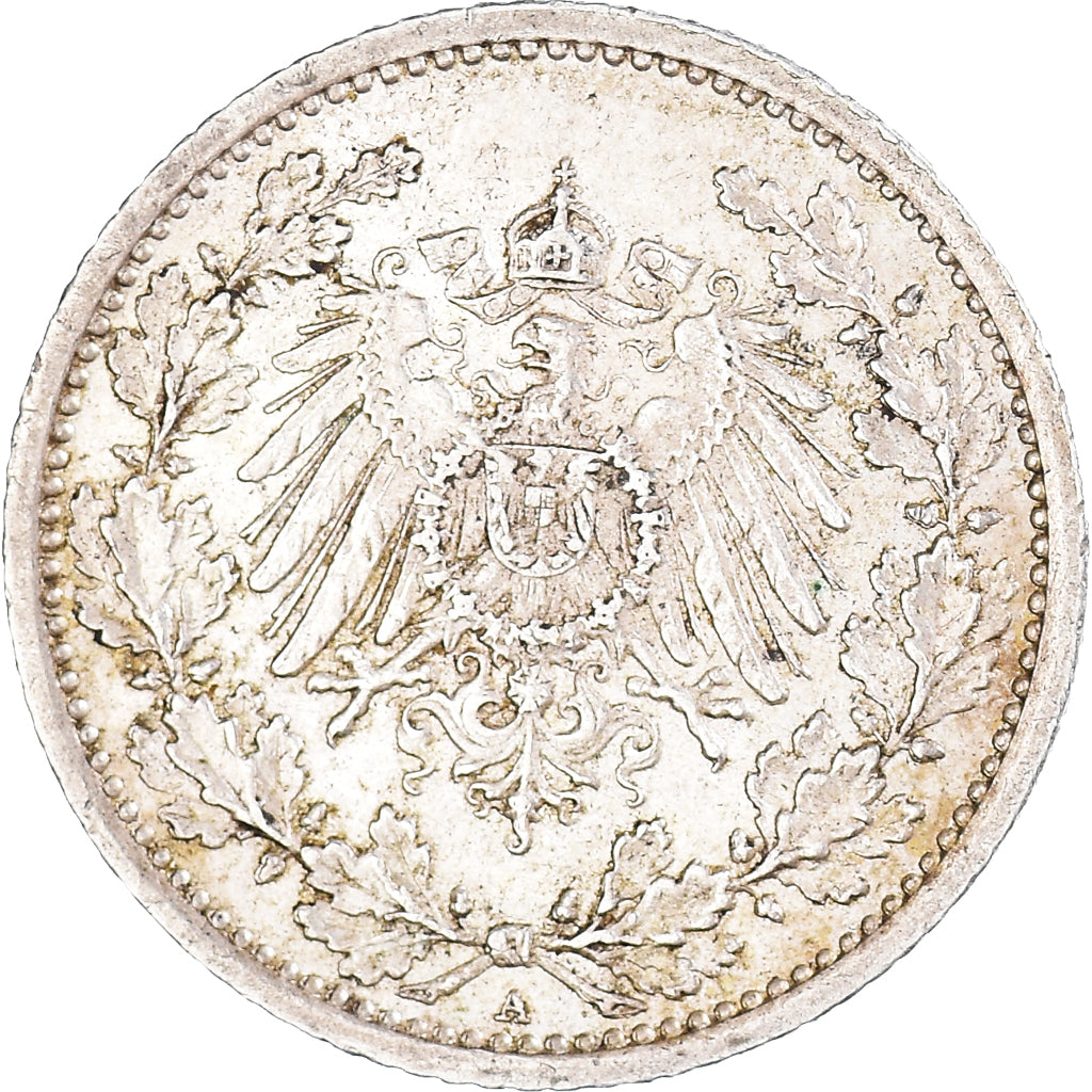 Coin, GERMANY - EMPIRE, Wilhelm II, 1/2 Mark, 1913, Berlin, EF(40-45), Silver