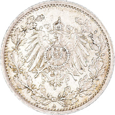 Coin, GERMANY - EMPIRE, Wilhelm II, 1/2 Mark, 1913, Berlin, EF(40-45), Silver