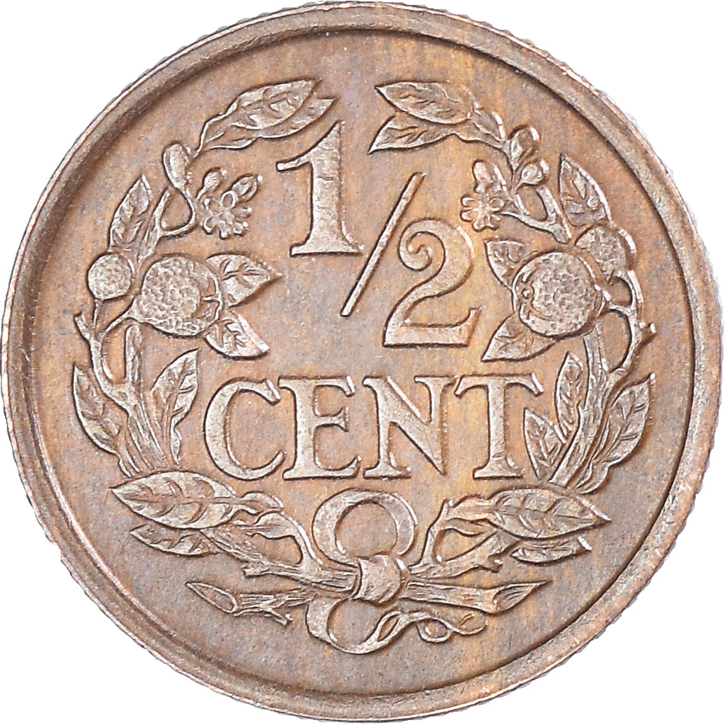 Coin, Netherlands, Wilhelmina I, 1/2 Cent, 1934, EF(40-45), Bronze, KM:138