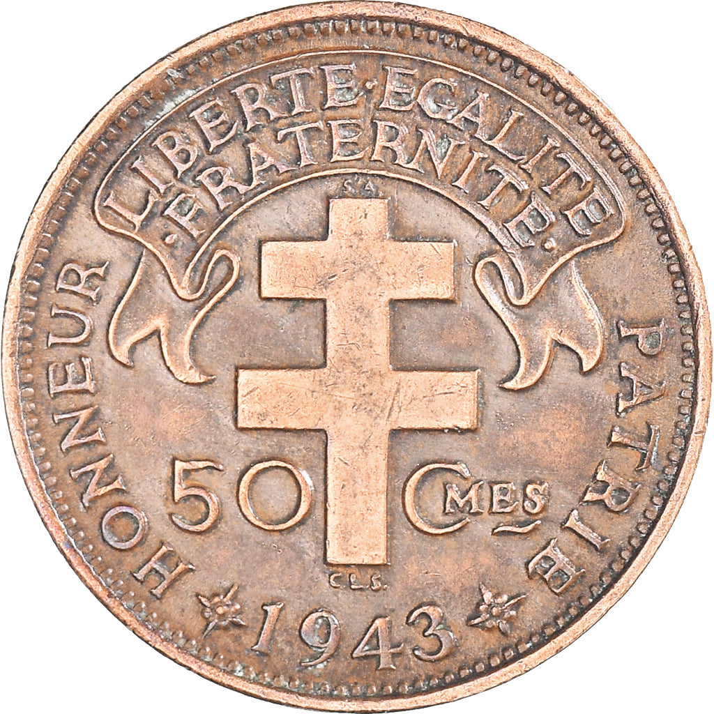 Monnaie, Afrique-Équatoriale française, 50 Centimes, 1943, Pretoria, TTB