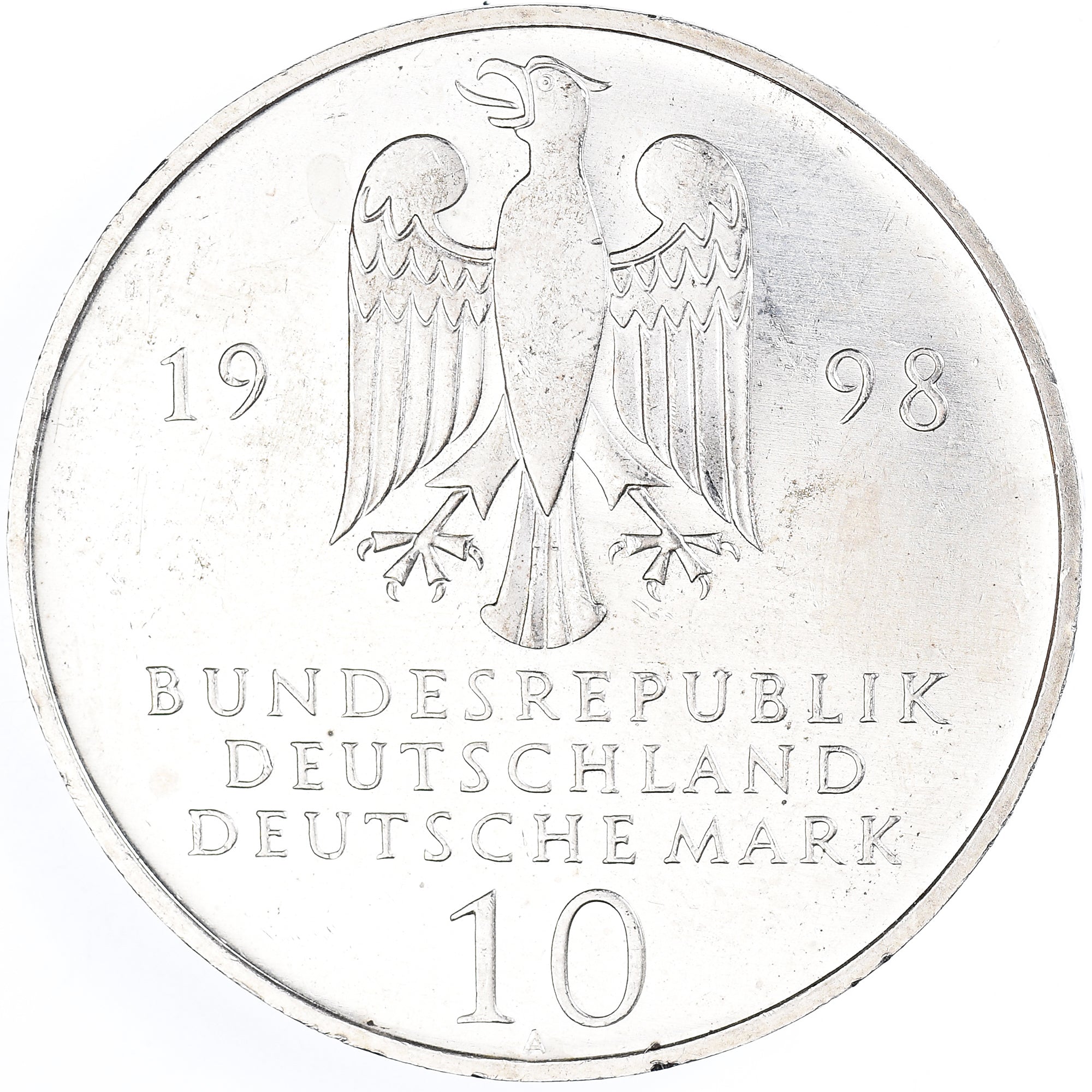 Münze, Bundesrepublik Deutschland, 10 Mark, 1998, Berlin, Proof, VZ+, Silber