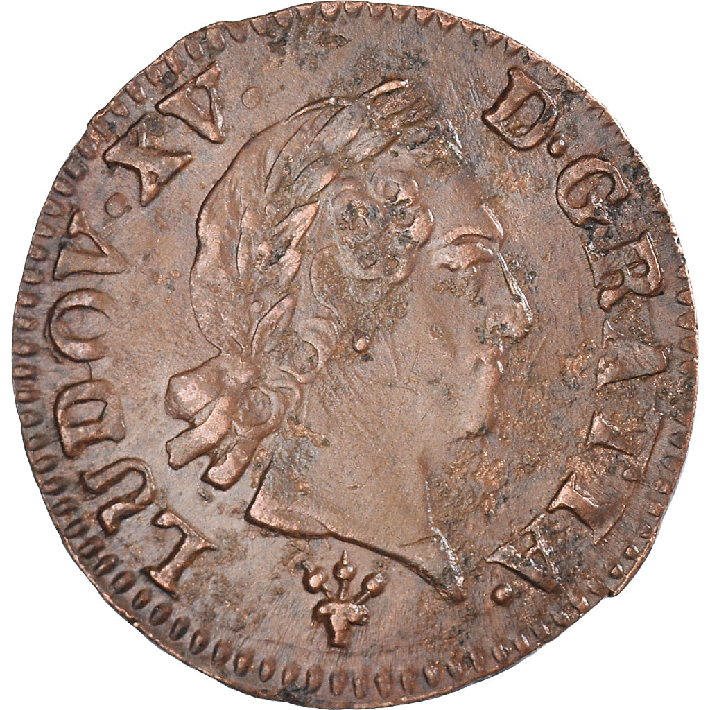 Monnaie, France, Louis XV, Liard à la vieille tête, Liard, 1770, Reims, TTB