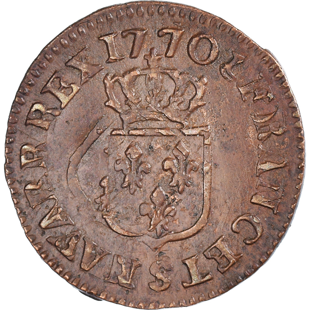 Monnaie, France, Louis XV, Liard à la vieille tête, Liard, 1770, Reims, TTB