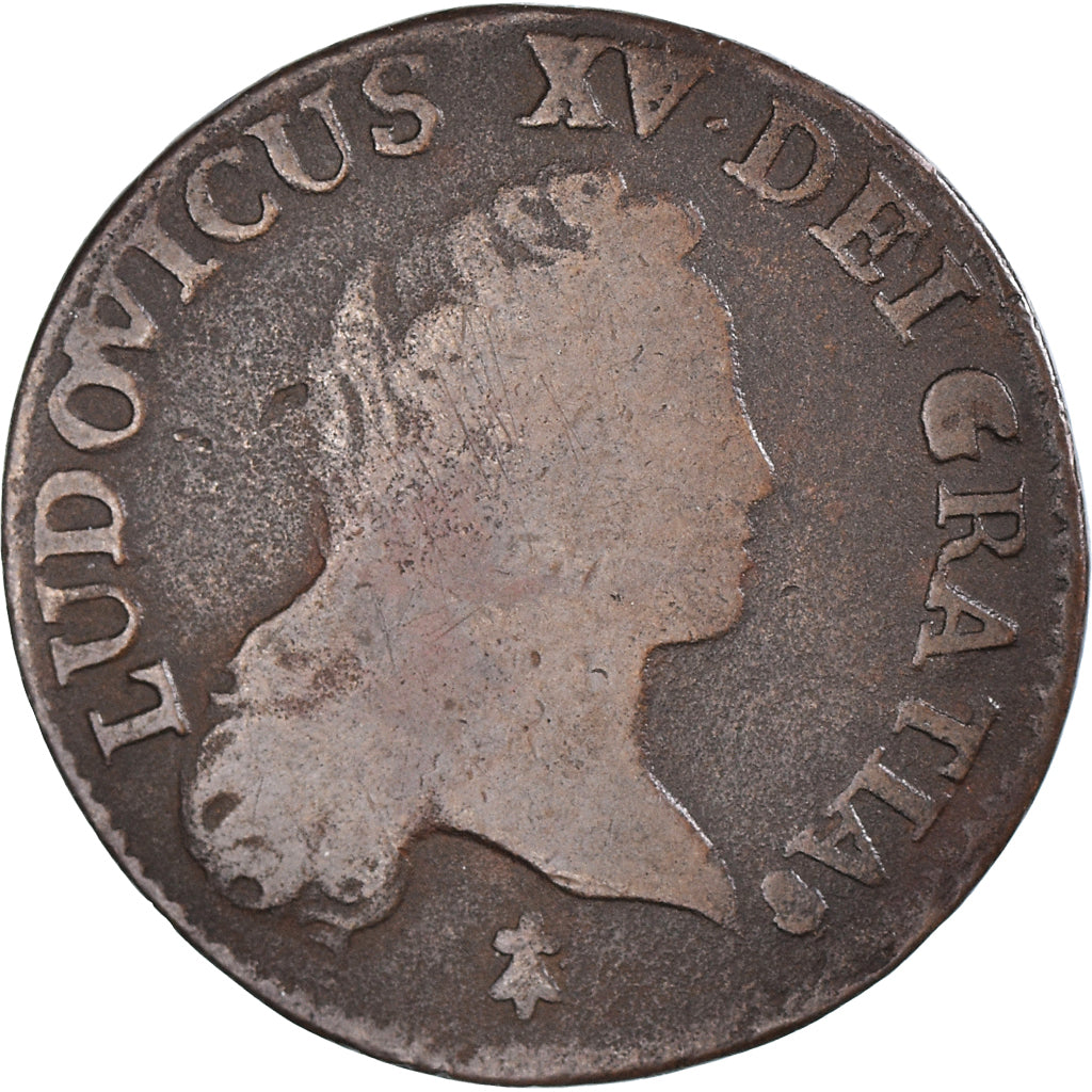 Munten, Frankrijk, Louis XV, 1/2 Sol au buste enfantin, 1/2 Sol, 1720, Reims