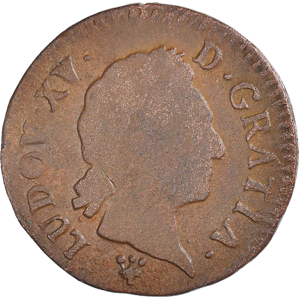 Moeda, França, Louis XV, 1/2 Sol vieille tête, 1/2 Sol, 1770, Reims