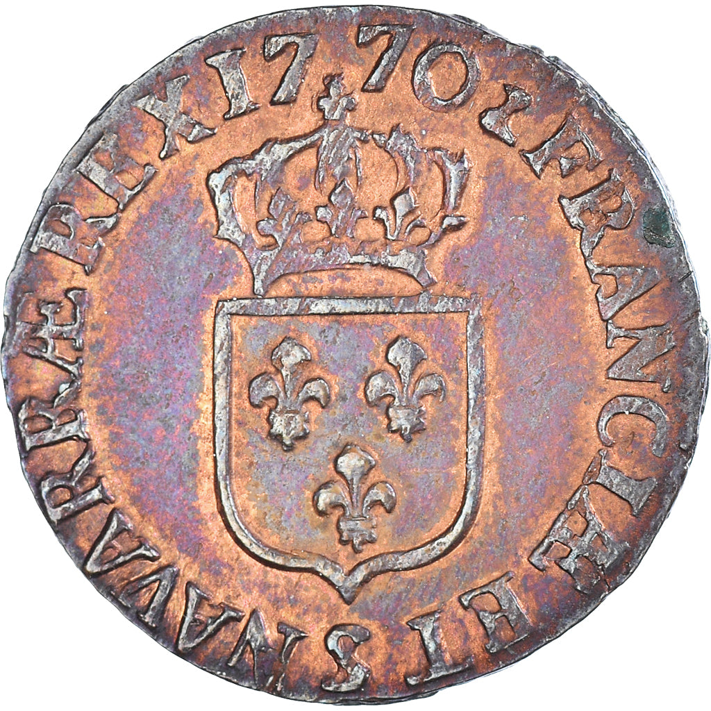 Monnaie, France, Louis XV, 1/2 Sol vieille tête, 1/2 Sol, 1770, Reims, TB+
