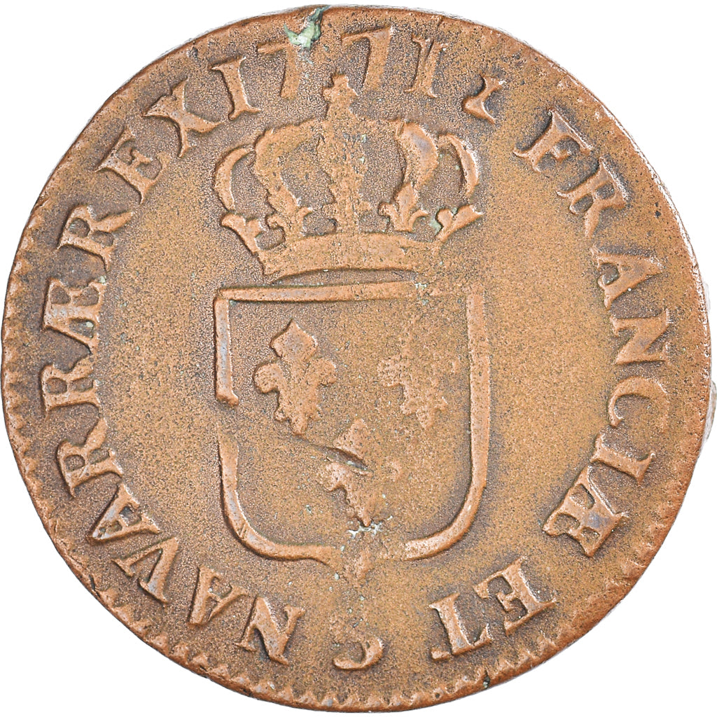Munten, Frankrijk, Louis XV, Sol à la vieille tête, Sol, 1771, Reims, FR+