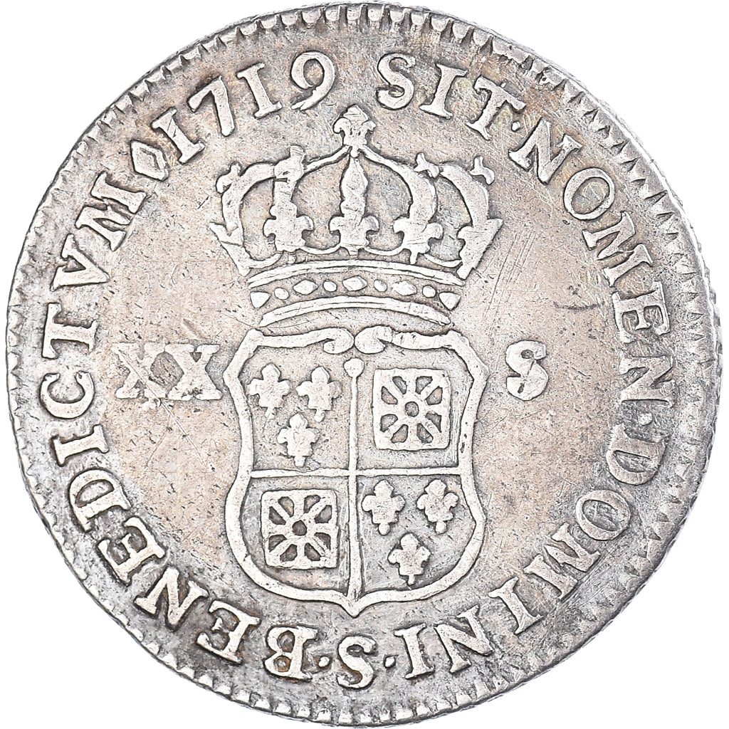 Monnaie, France, Louis XV, 1/6 Écu (XX – S) de France-Navarre, 20 Sols, 1/6