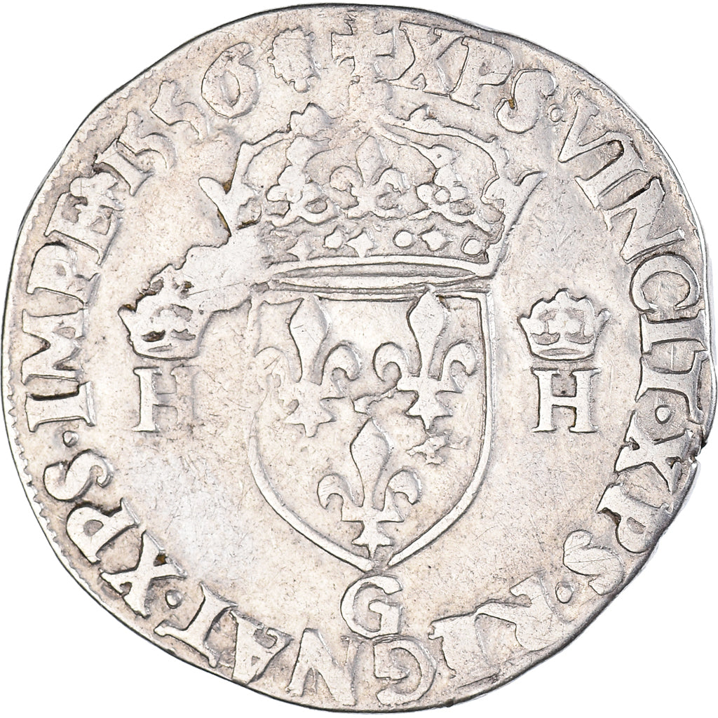 Münze, Frankreich, Henri II, Teston, 1556, Poitiers, SS, Silber, Sombart:4560