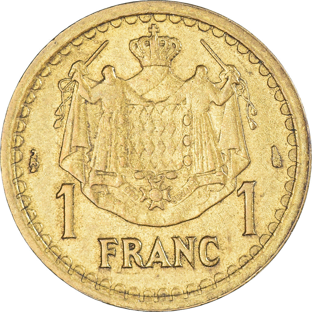Coin, Monaco, Louis II, Franc, 1943, AU(50-53), Aluminum-Bronze, KM:120A