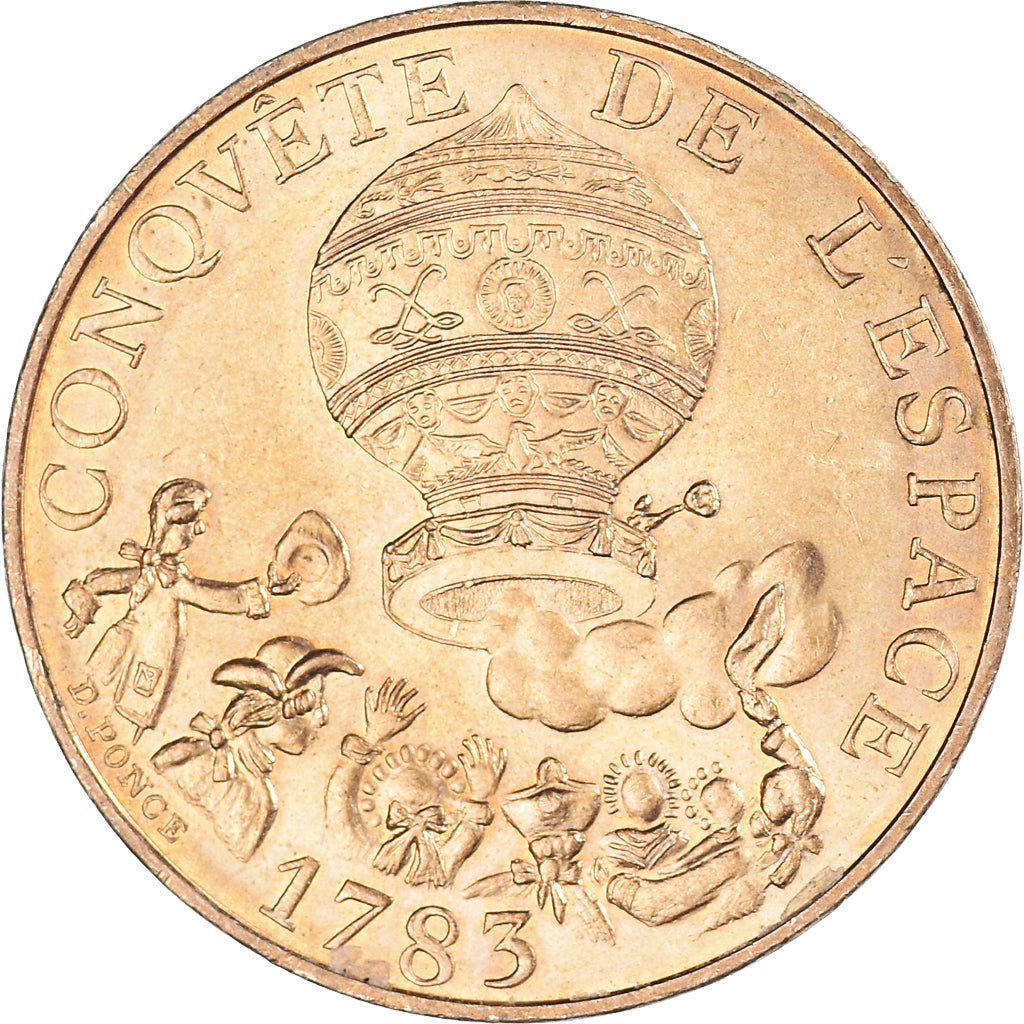 Munten, Frankrijk, La conquête, 10 Francs, 1983, Tranche B, PR, Nickel-Bronze