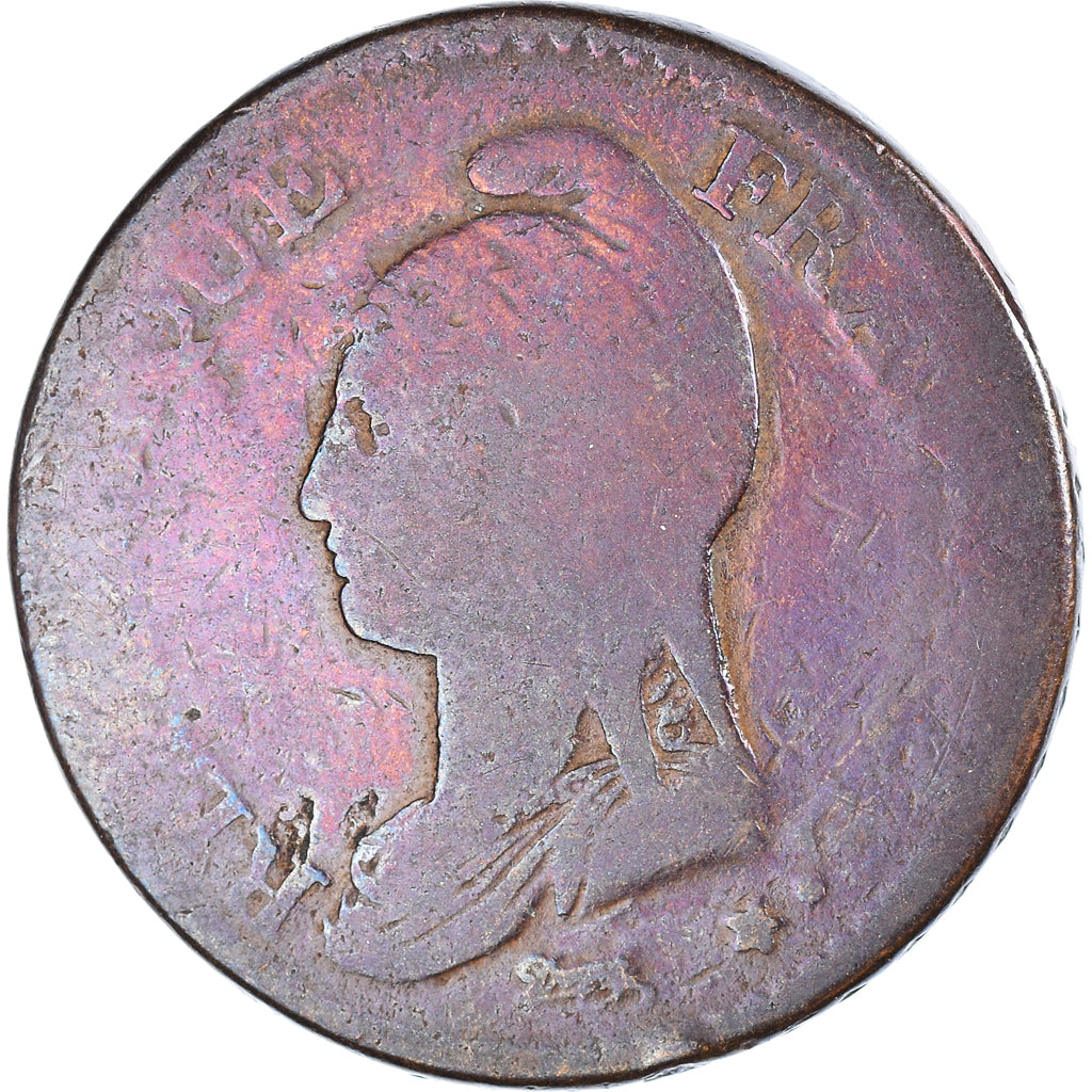 Moeda, França, Dupré, Decime, AN 8 (1799-1800), Metz, F(12-15), Bronze