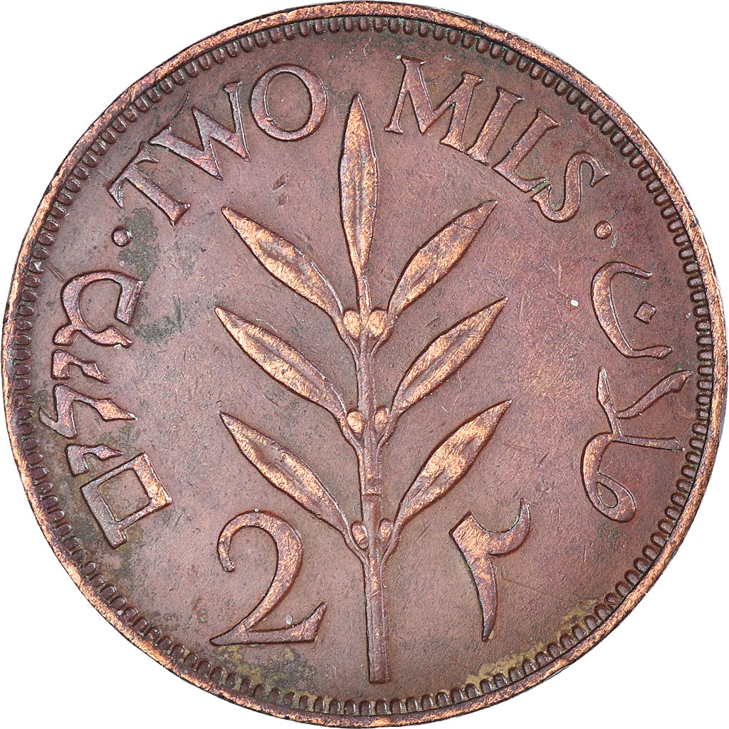Coin, Palestine, 2 Mils, 1942, EF(40-45), Bronze, KM:2