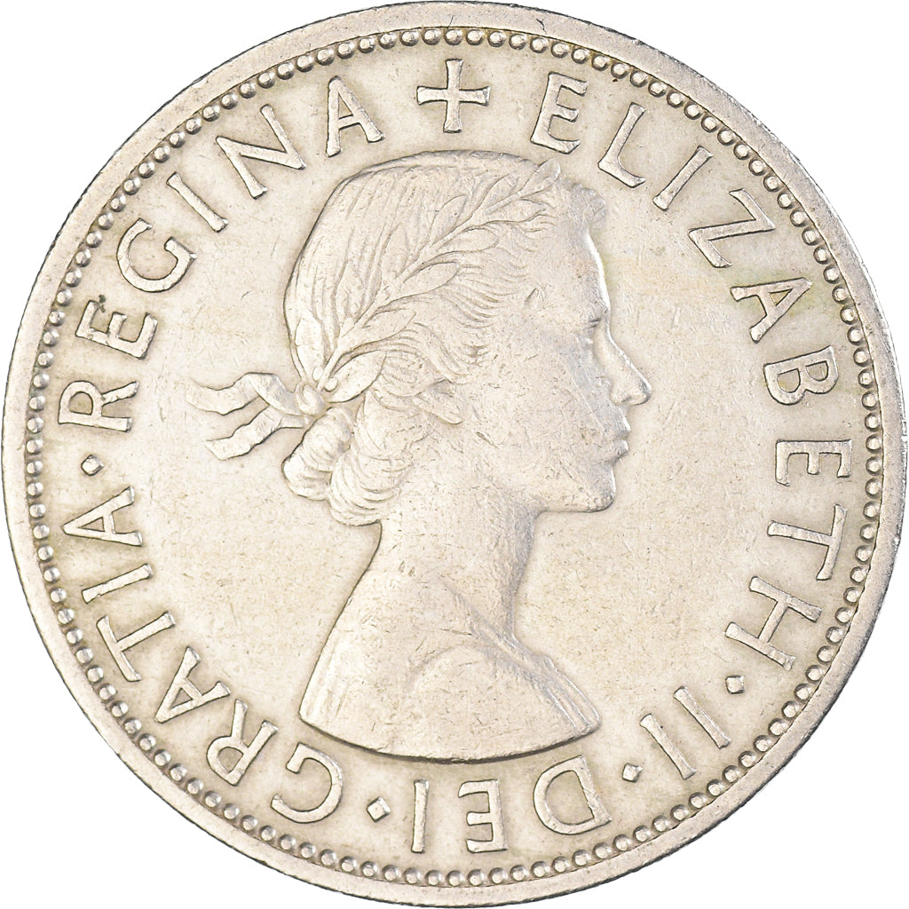 Moneda, Gran Bretaña, Elizabeth II, 1/2 Crown, 1955, MBC, Cobre - níquel