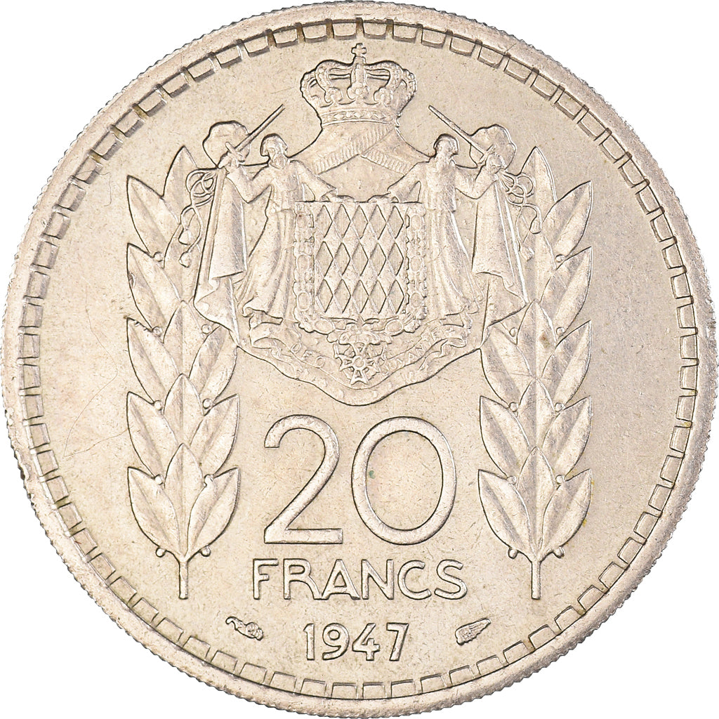 Moeda, Mónaco, Louis II, 20 Francs, Vingt, 1947, AU(50-53), Cobre-níquel