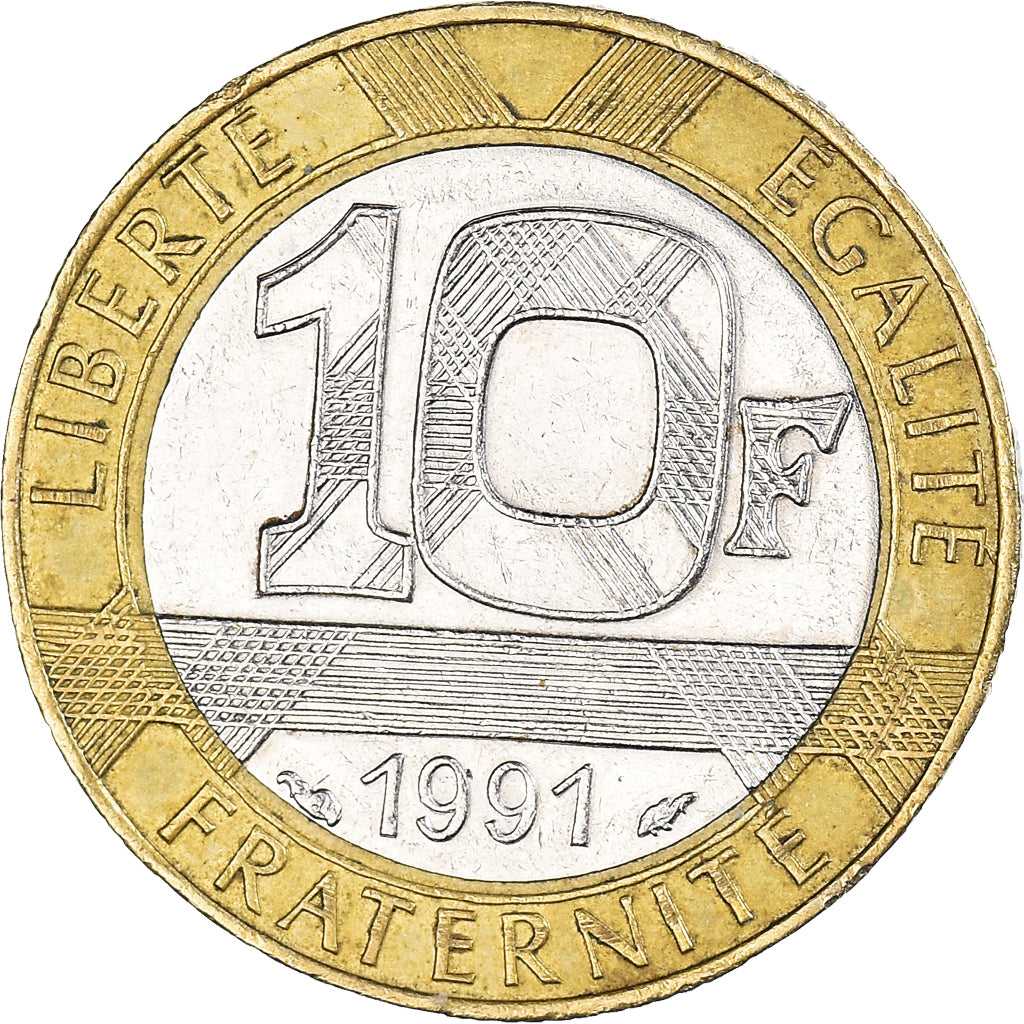 Münze, Frankreich, Génie, 10 Francs, 1991, SS+, Bi-Metallic, KM:964.1