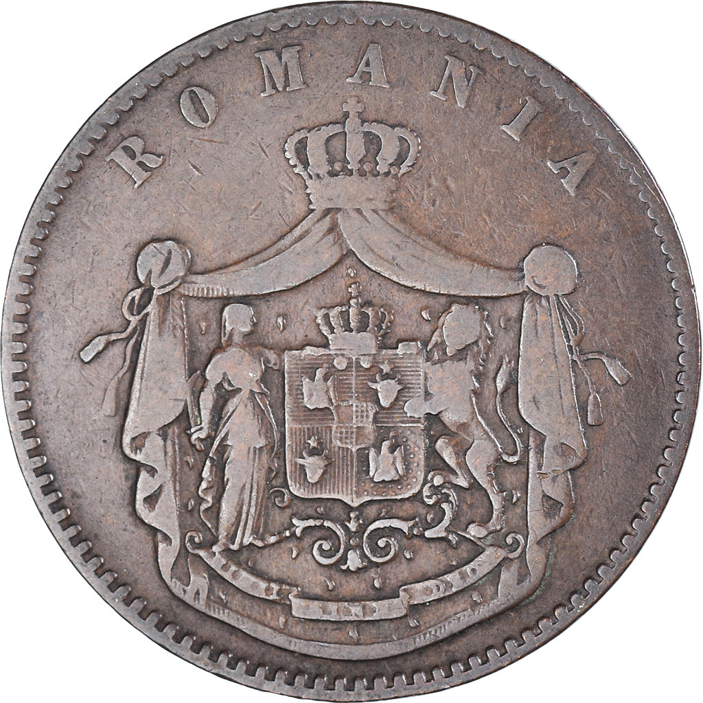 Moneta, Romania, Carol I, 10 Bani, 1867, MB, Rame, KM:4.2