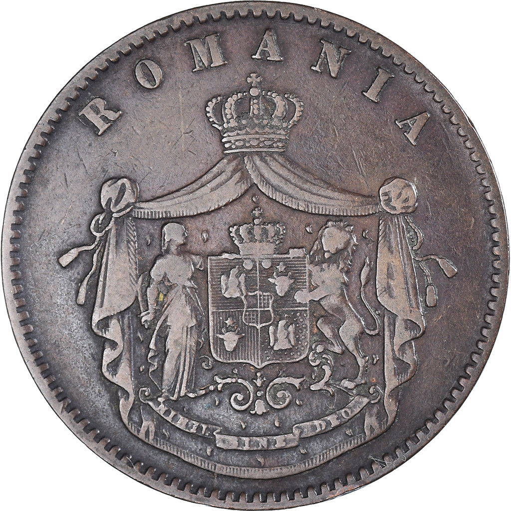 Coin, Romania, Carol I, 10 Bani, 1867, Heaton, EF(40-45), Copper, KM:4.1