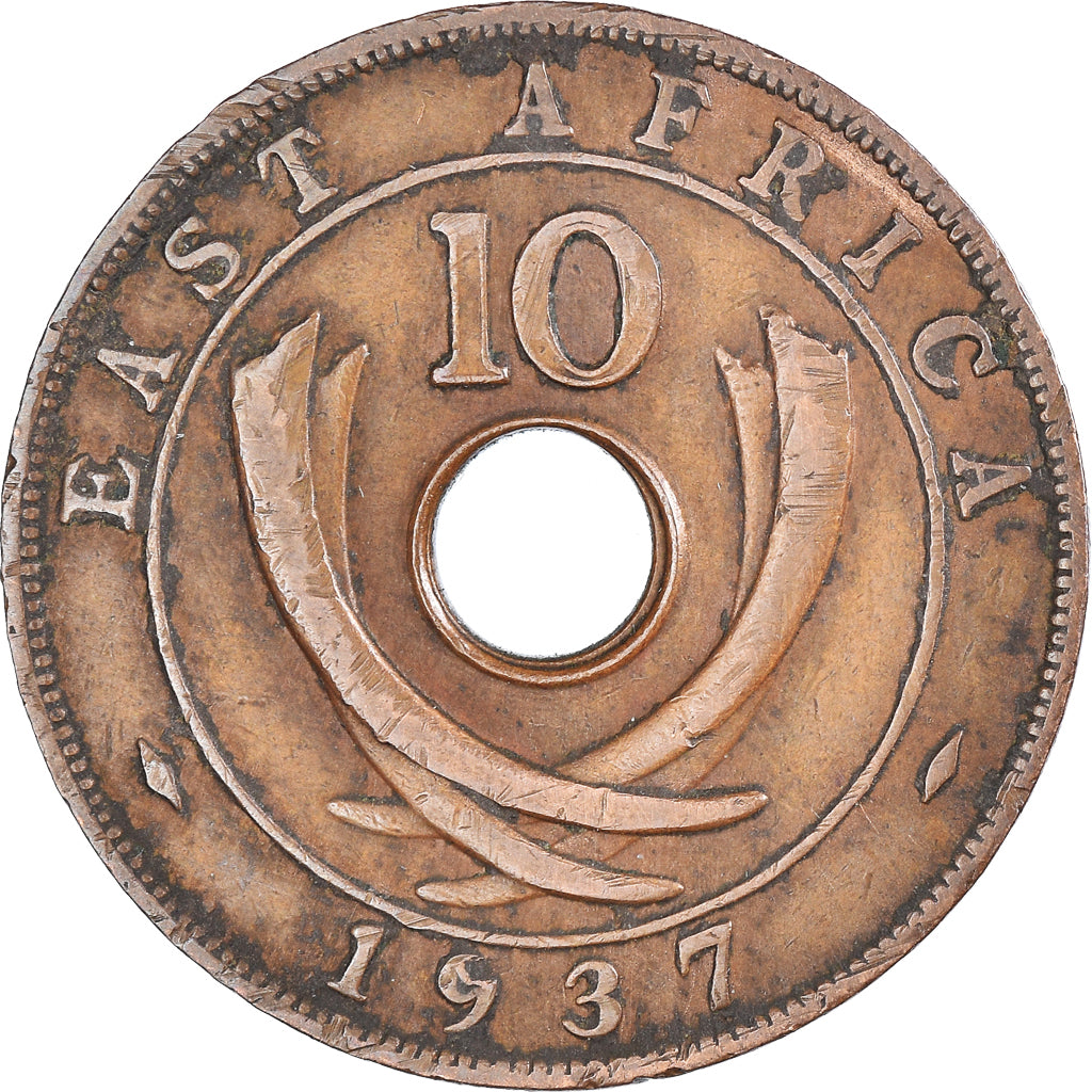 Moneta, AFRYKA WSCHODNIA, George VI, 10 Cents, 1937, Birmingham, EF(40-45)
