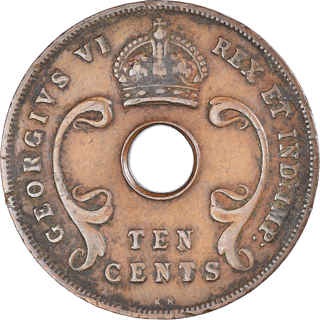 Moneta, AFRYKA WSCHODNIA, George VI, 10 Cents, 1937, Birmingham, EF(40-45)