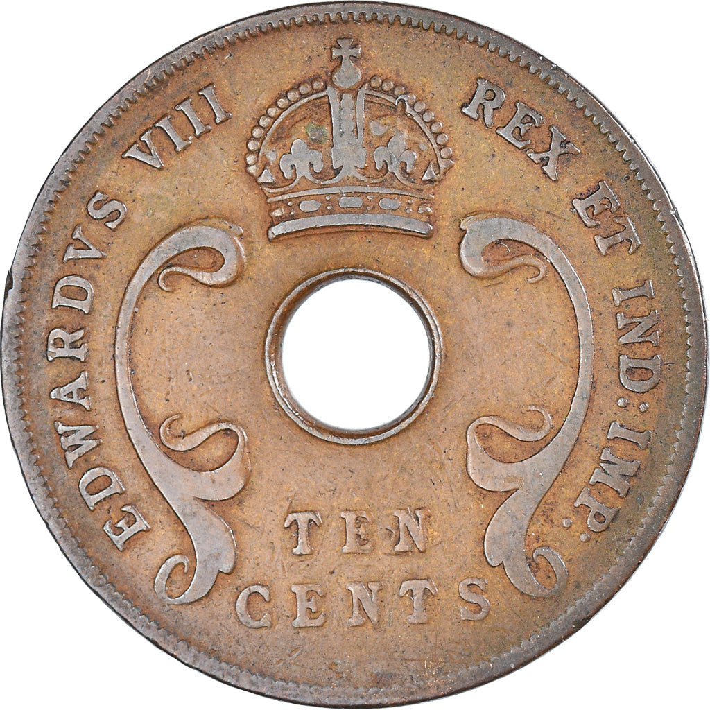 Coin, EAST AFRICA, Edward VIII, 10 Cents, 1936, VF(30-35), Bronze, KM:24